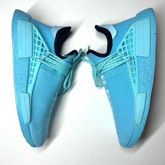 ADIDAS MEN’S HUMAN RACE NMD PHARRELL WILLIAMS ORIGINALS SIZE- 9 AQUA BLUE